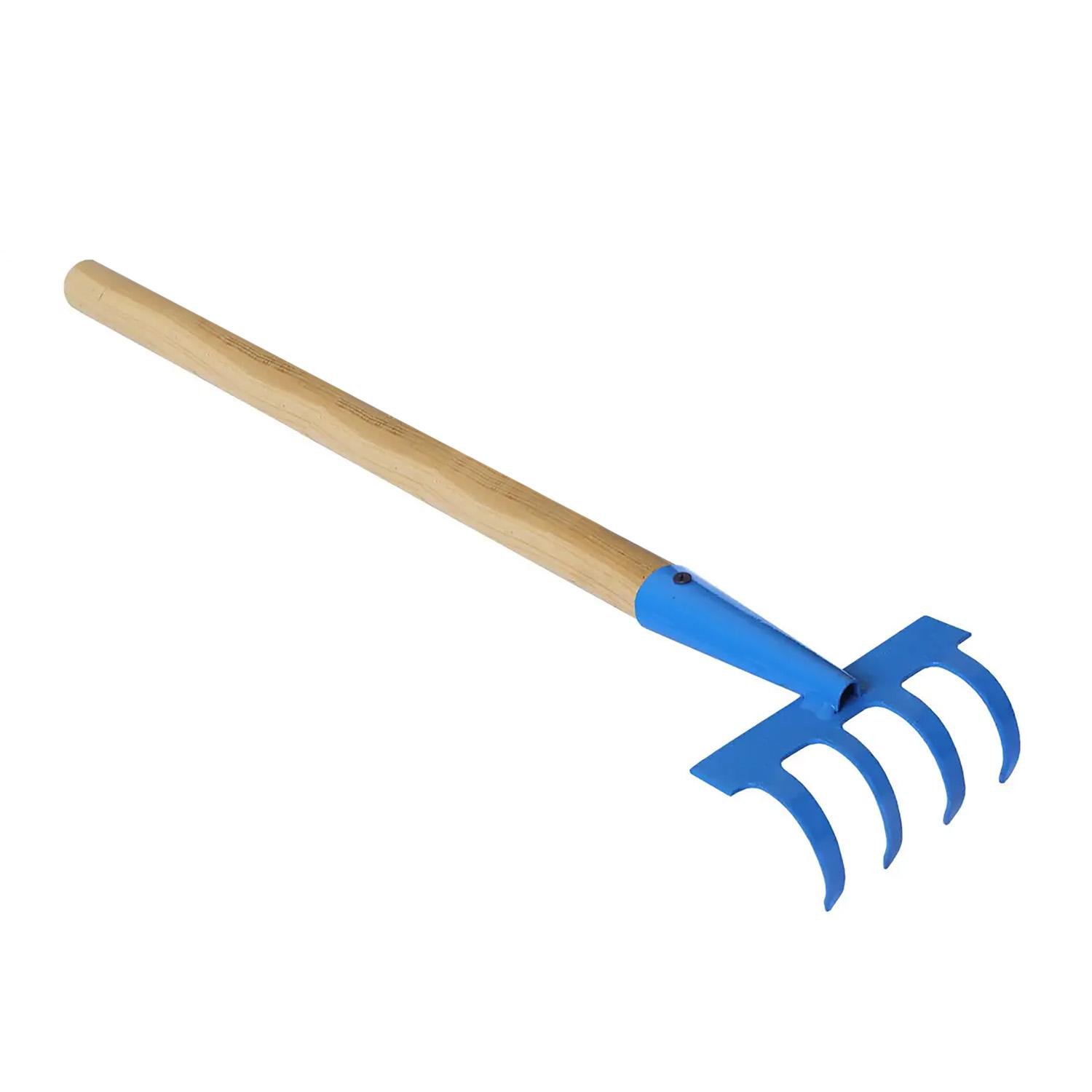 Грабли-мини с 4 зубьями и деревянной ручкой 42 см (87098)