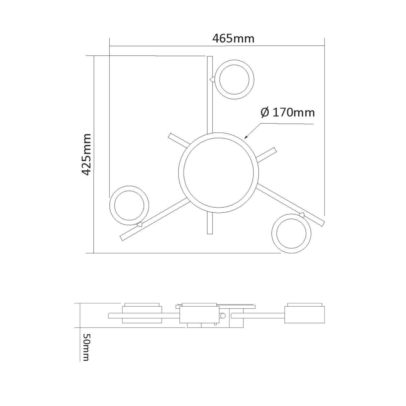 Люстра Videx VL-SPF20B-BB под лампу 3xGX53 накладной с подсветкой Черный - фото 3