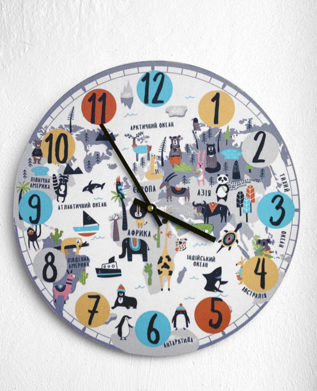 Часы настенные круглые Presentville Детская географическая карта 36 см (CHR P 20A005)