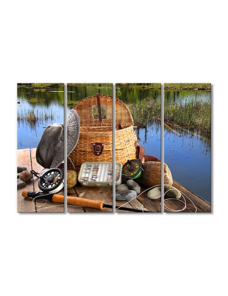 Картина модульная Рыболовные снасти 4 модуля 70x105 см