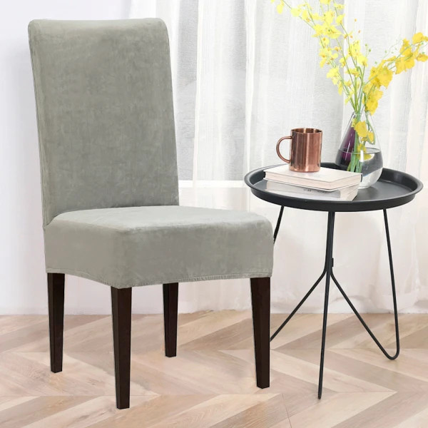 Чохол на стілець велюровий Love You 83120 Світло-сірий (8-6-5130737)