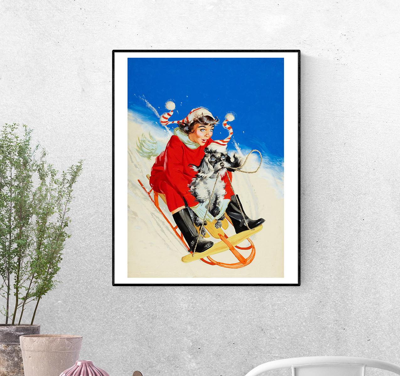 Постер Девушка едет с горки формат А-4 (pin_up010085_Poster)