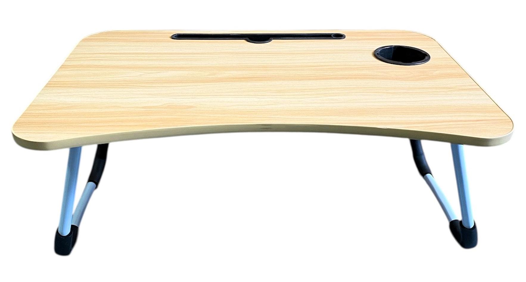 Столик для ноутбука/планшета/сніданків складний переносний стіл в ліжко з підставкою під стакан Бежевий