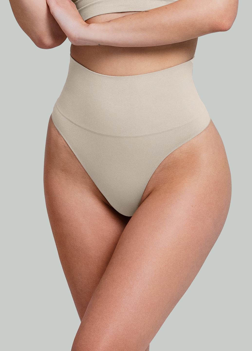 Трусы стринги женские бесшовные Giulia STRING SHAPEWEAR с корректирующим поясом XXL Beige/Light Nude (33341393)