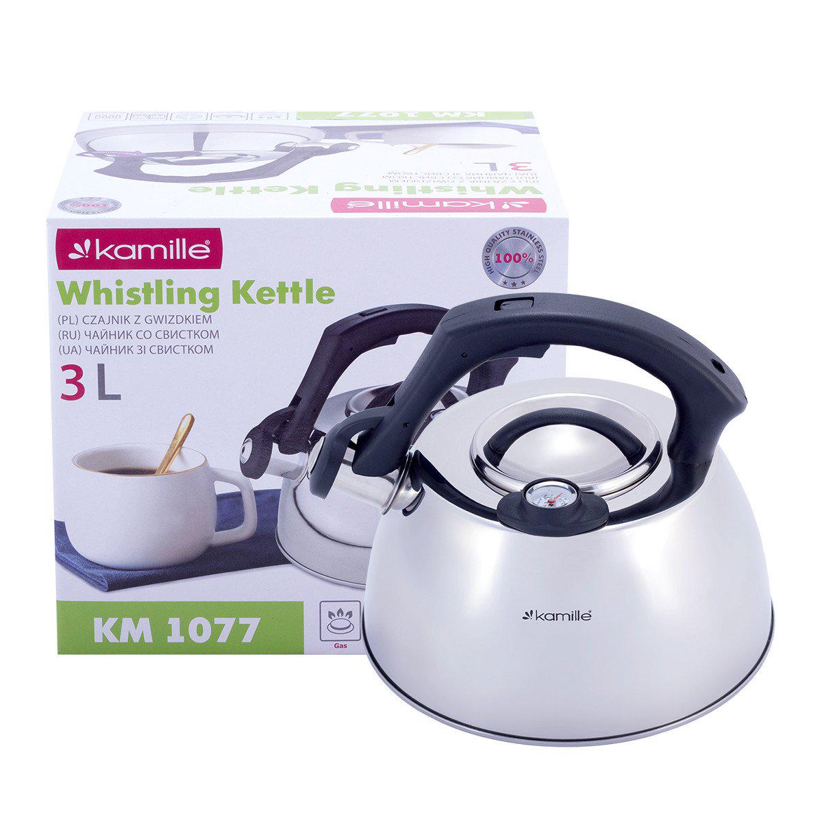 Чайник Kamille 3 л зі свистком і термометром KM-1077
