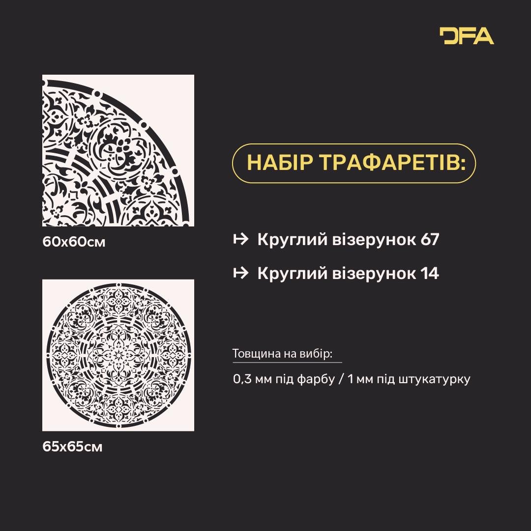 Набор трафаретов DFA Круглые узоры обновления стен для штукатурки и краски 0,3-1 мм 2 шт. (N00144) - фото 3