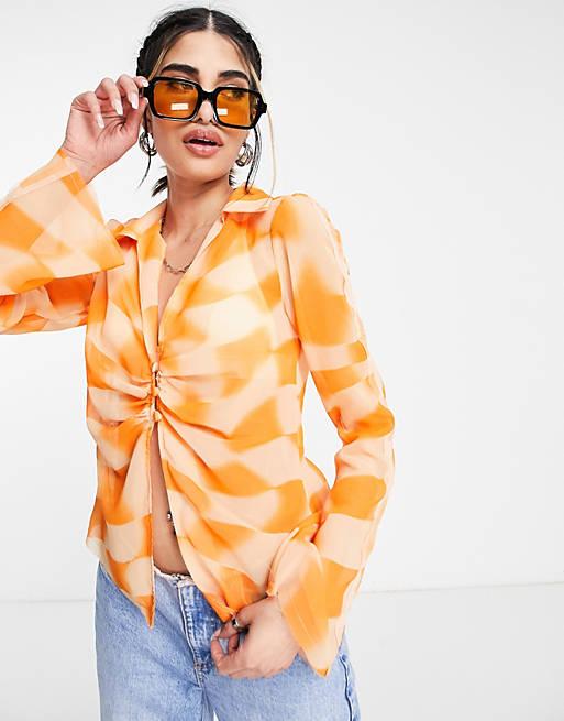 Рубашка Asos р. 38 Оранжевый (117248372) - фото 4 Рубашка Asos р. 38 Оранжевый (117248372) - фото 4