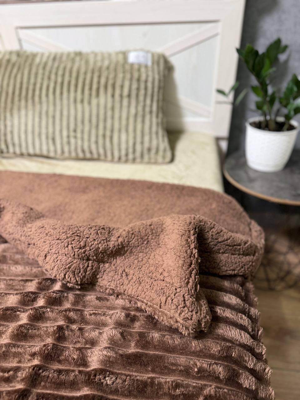 Покрывало-плед Овчина евро 200х220 см Коричневый - фото 3 Покрывало-плед Овчина евро 200х220 см Коричневый - фото 3