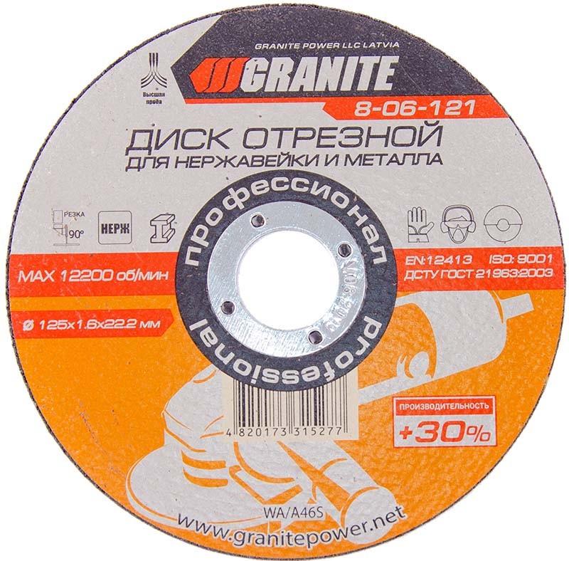 Диск абразивный Granite Profi отрезной для нержавейки и металла 30 125х1,6х22,2 мм (8-06-121)