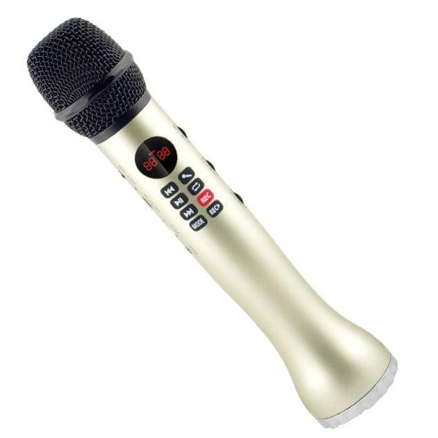 Микрофон беспроводной MicMagic L598 для караоке с колонкой и функцией записи песен Золото (00029)