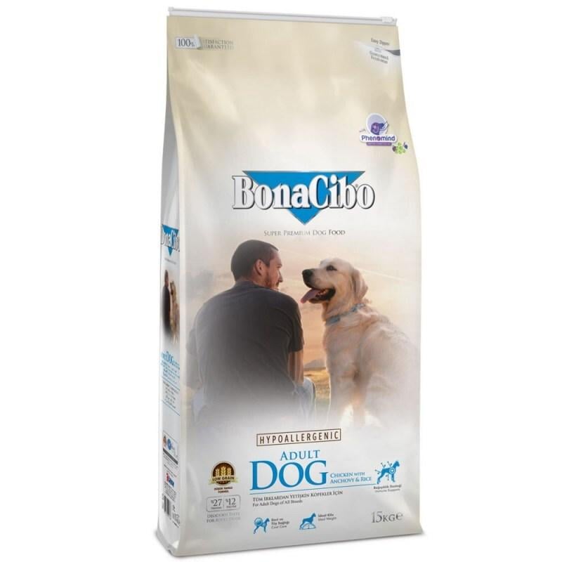 Корм сухий для дорослих собак усіх порід BonaCibo Dog Chicken&Rice with Anchovy з м'ясом курки 4 кг (BC406113)