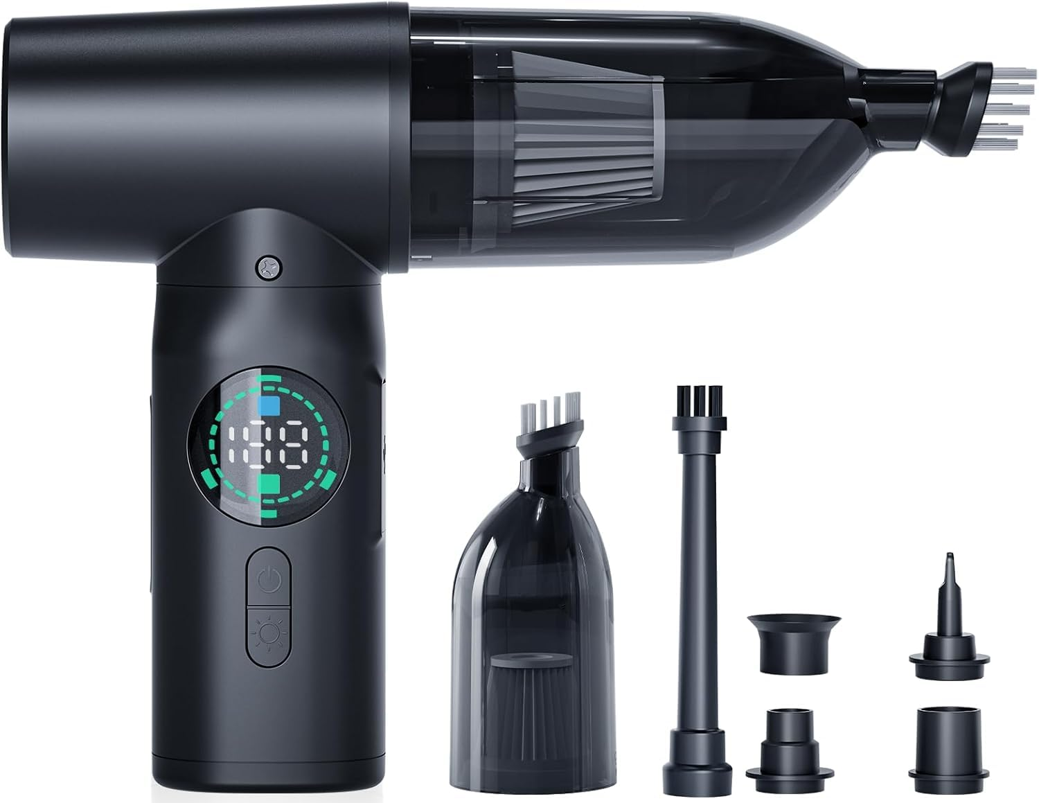 Воздушный компрессор/пылесос с фонариком и повербанком Air Duster аккумуляторный