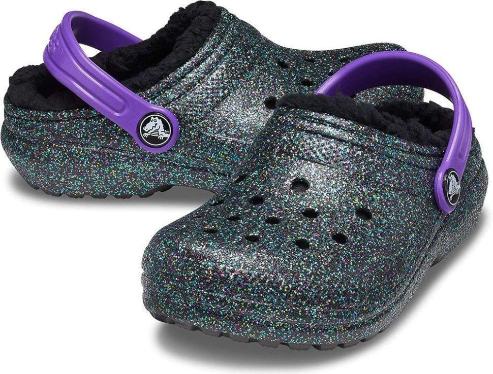 Сабо жіночі утеплені Crocs Classic Glitter Lined Clog k Starry Skies Glitter р. 37-38 Чорний (9487)