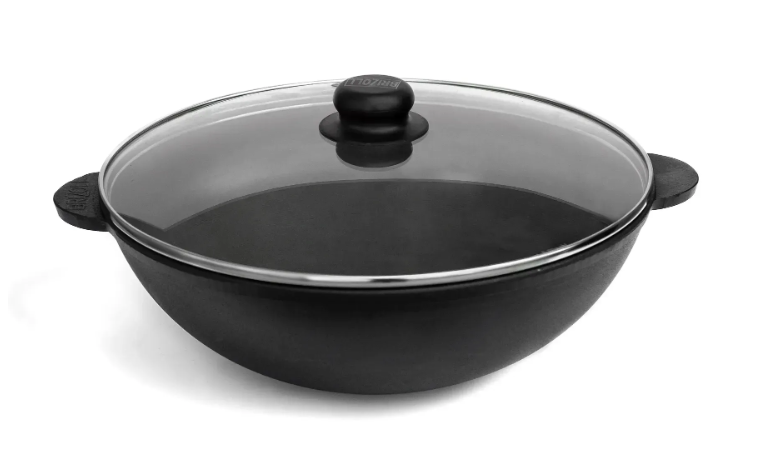 Сковорода чугунная Brizoll WOK со стеклянной крышкой 4,7 л (W30-6) - фото 2 Сковорода чугунная Brizoll WOK со стеклянной крышкой 4,7 л (W30-6) - фото 2