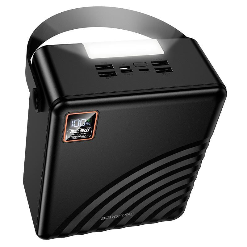 Павербанк Borofone BJ85 100000 mAh 22.5W 4USB/2Type-C с быстрой зарядкой 22.5W+PD20W и фонарем Black (000540)