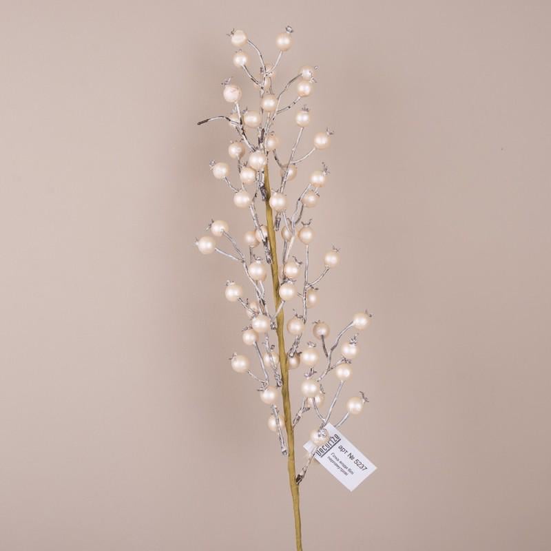 Веточка новогодняя 5237 с белыми ягодами 77 см