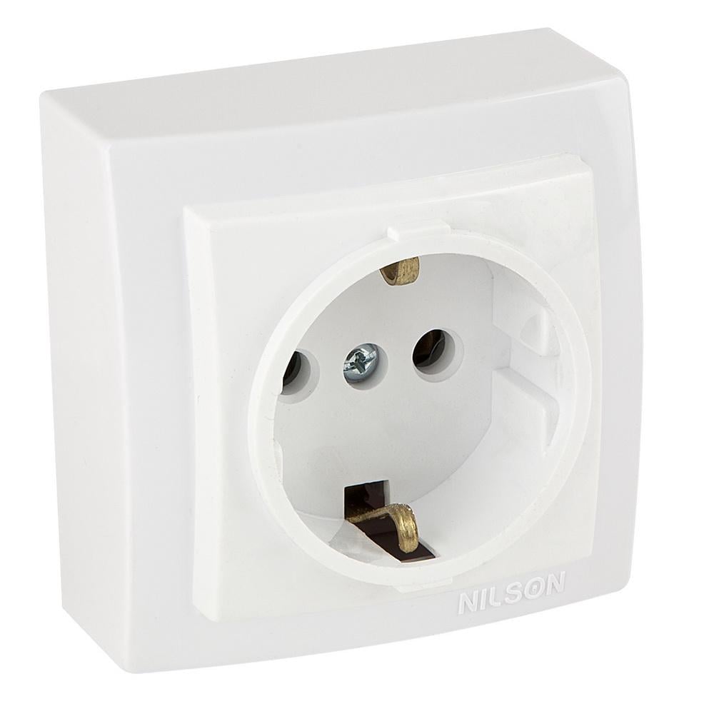 Розетка Nilson Themis одинарная с заземлением Белый (26111017)
