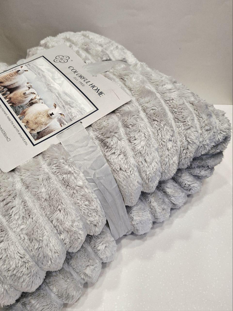 Плед на овчине Шарпей Королевская полоска 150x200 см Серый (1448) - фото 3