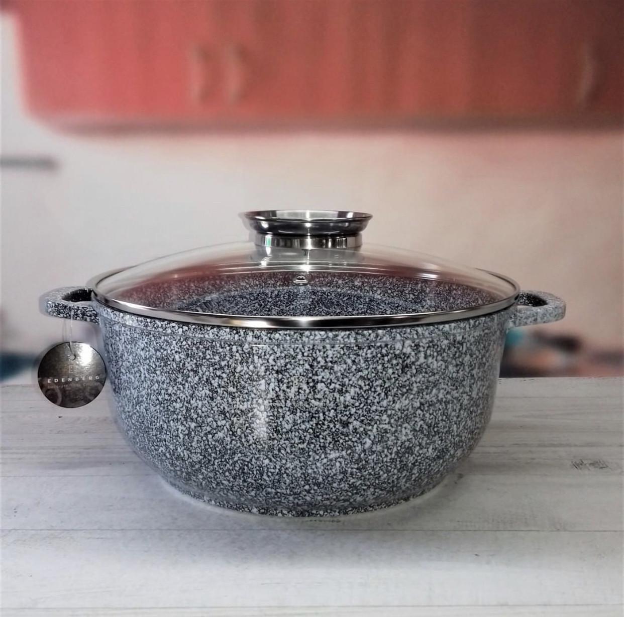 Кастрюля Edenberg с мраморным антипригарным покрытием и крышкой 6,8 л 28 см (EB-1171) - фото 2