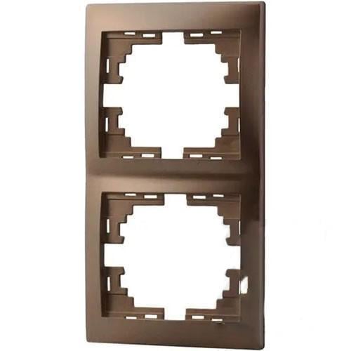 Рамка двухместная вертикальная Lezard Mira без вставок Светло-коричневый перламутр (27510301)