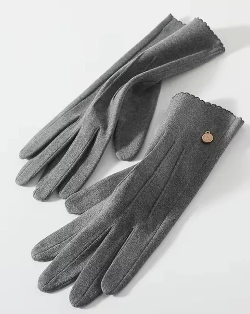 Женские теплые перчатки из немецкого бархата one size Серый (N179)