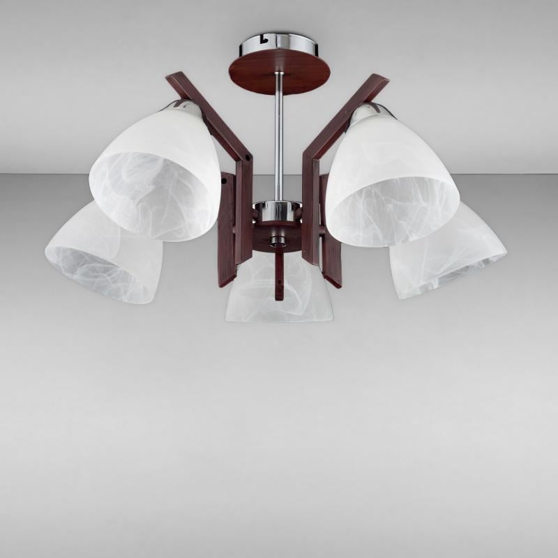 Люстра потолочная Light House SRS-16190/5 на пять ламп Коричневый/Хром