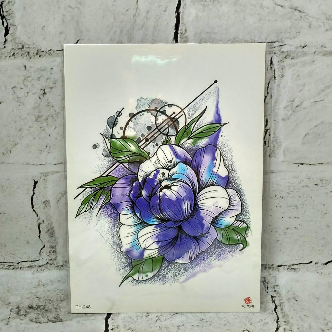 Тату временные Цветок лист 15x21см (TH-248)