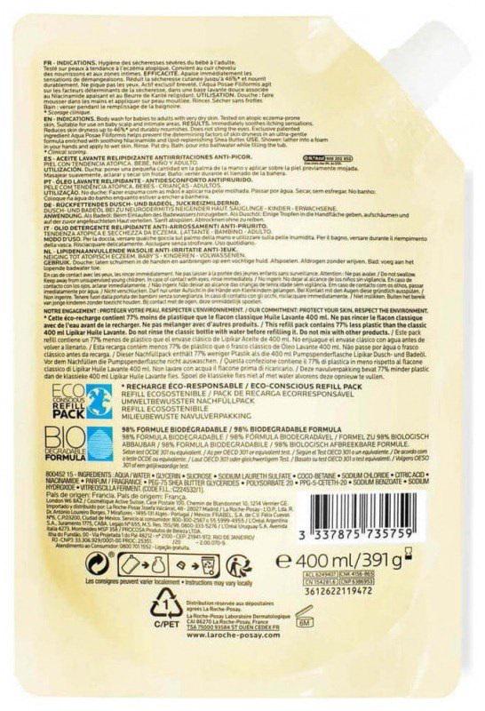 Масло для душа La Roche-Posay Lipikar Huile Lavante Lipikar AP+ Eco-Refill 400 мл (24610694) - фото 4