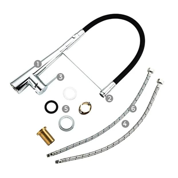 Змішувач для кухні з гнучким зливом Gappo G4398-15 Чорний/Хром - фото 5 Змішувач для кухні з гнучким зливом Gappo G4398-15 Чорний/Хром - фото 5