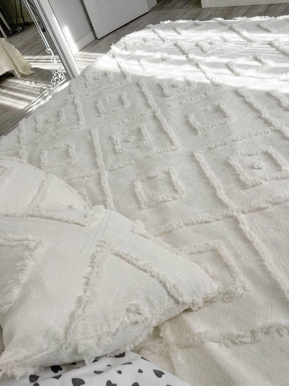 Покривало у скандинавському стилі 260х240 см Білий - фото 3