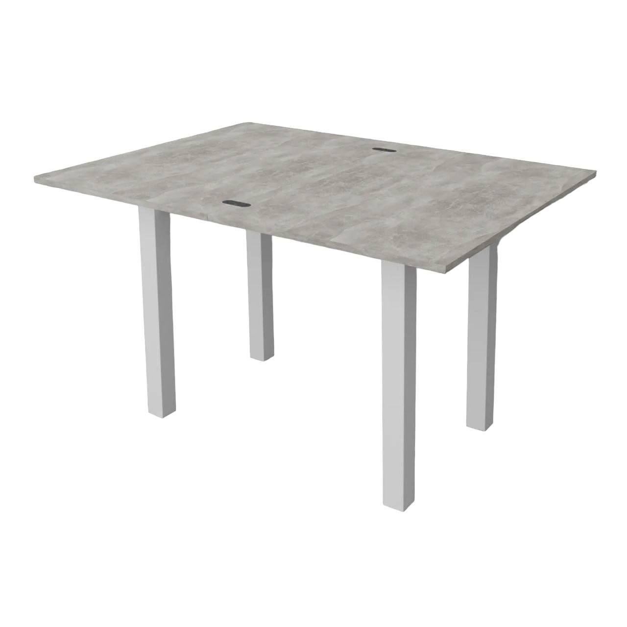 Стол обеденный Неман Юк раскладной дерево/ЛДСП Белый/Бетон