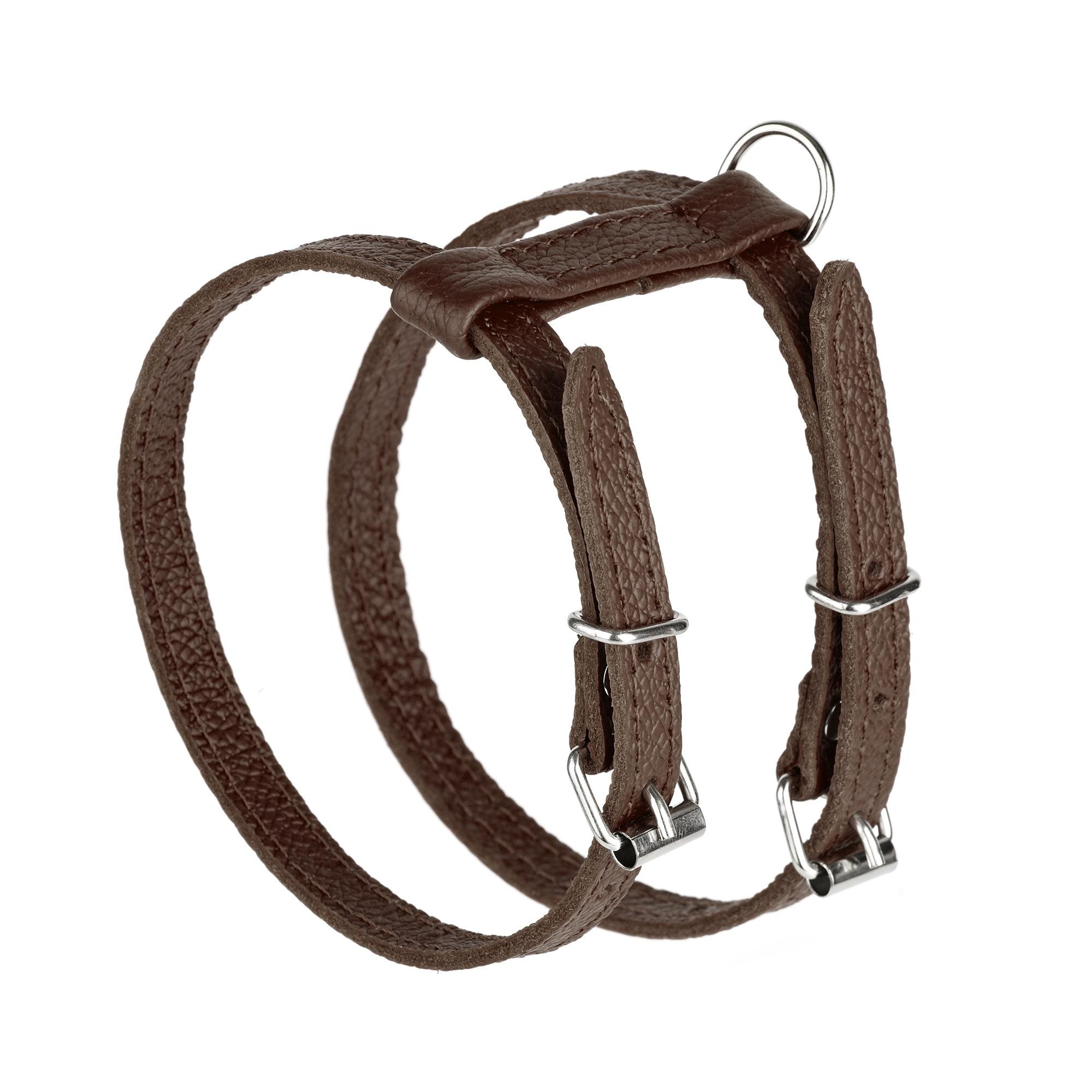 Шлея KareLine из натуральной кожи 12 мм А-230-300 мм В-270-340 мм Темно-коричневый (8420/12) - фото 1