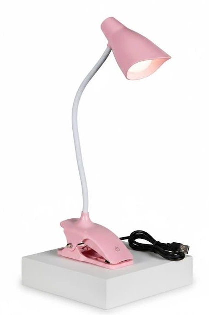 Лампа гнучка на прищіпці USB Рожевий (18006)