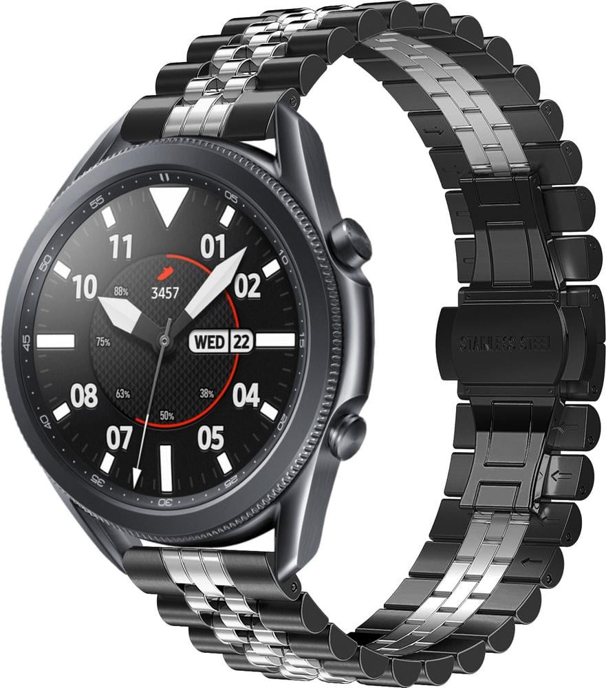 Браслет металлический Stech Line для Galaxy Watch 3 45mm Black Silver (29138-03)