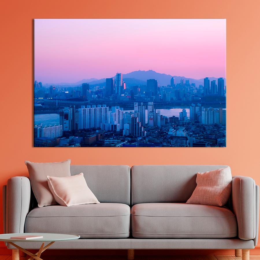Картина город Деловой центр Сеула 80x54 см (A613-1)
