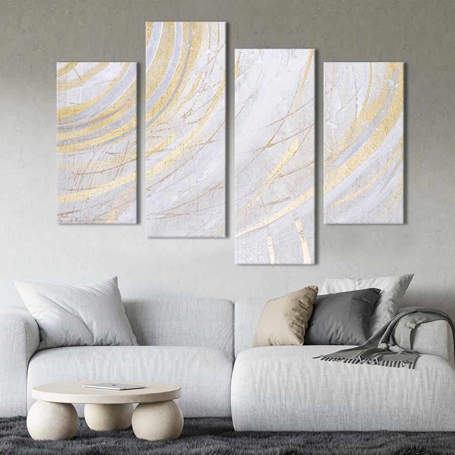 Картина модульна з 4 частин Блискучі золоті лінії M 89x56 см (25-42)