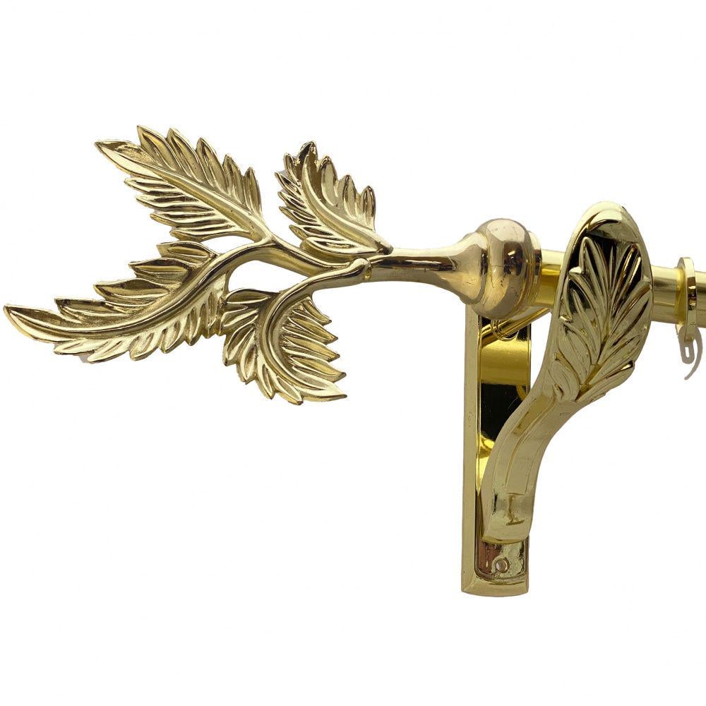 Карниз металлический Orvit Папоротник однорядный ретро/гладкая труба/кольцо фасонное металлическое Золото 25 мм 200 см (00-00009832)