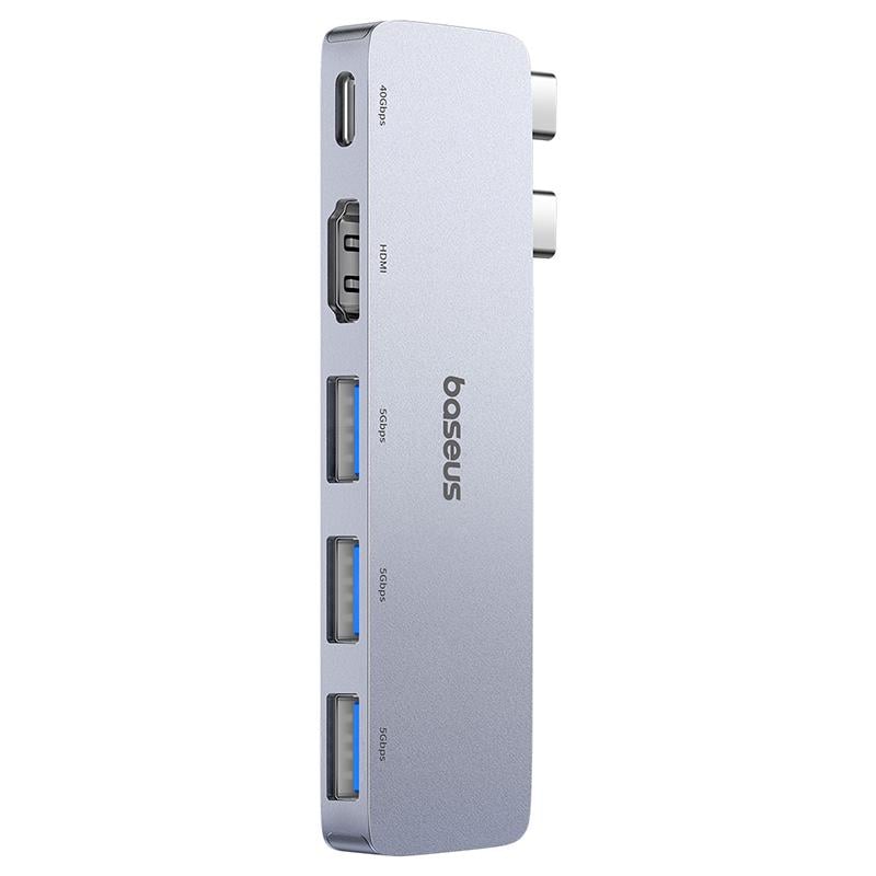 USB-хаб BASEUS UltraJoy Series 5-Port HUB Type-Cx2 to Type-C 40Gbpsx1+HDMI 4K@30Hzx1+USB3.0x3 Space Grey (B00052801811-04)