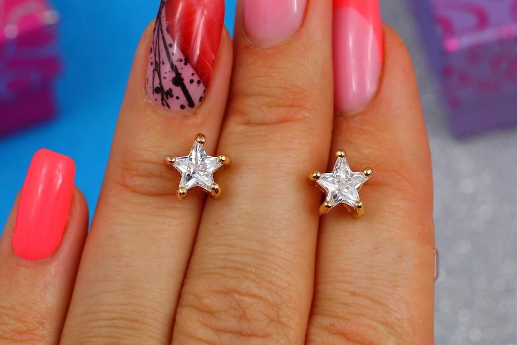 Серьги гвоздики Xuping Jewelry Звездочки 8 мм Золотистый