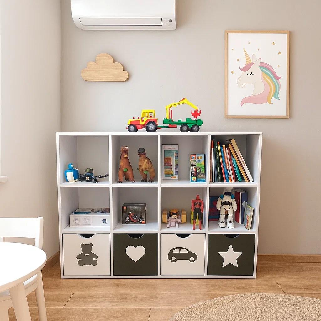 Стеллаж для детских игрушек и книг Gap ST12 на 12 ячеек White/Black