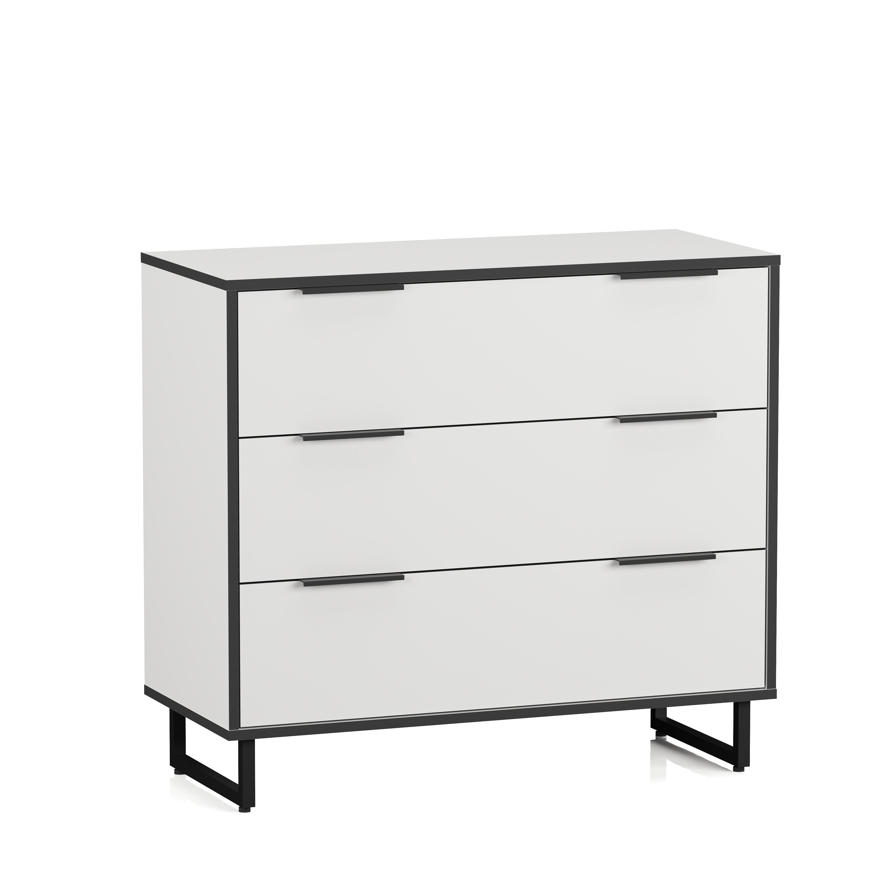 Комод Moreli F-0008 с тремя ящиками на металлических ножках Белый (F-0008-white) Комод Moreli F-0008 с тремя ящиками на металлических ножках Белый (F-0008-white)