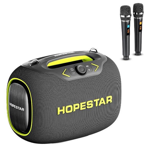 Портативна колонка Bluetooth з 2 мікрофонами HOPESTAR PARTYBOX Караоке Сірий (29179573)
