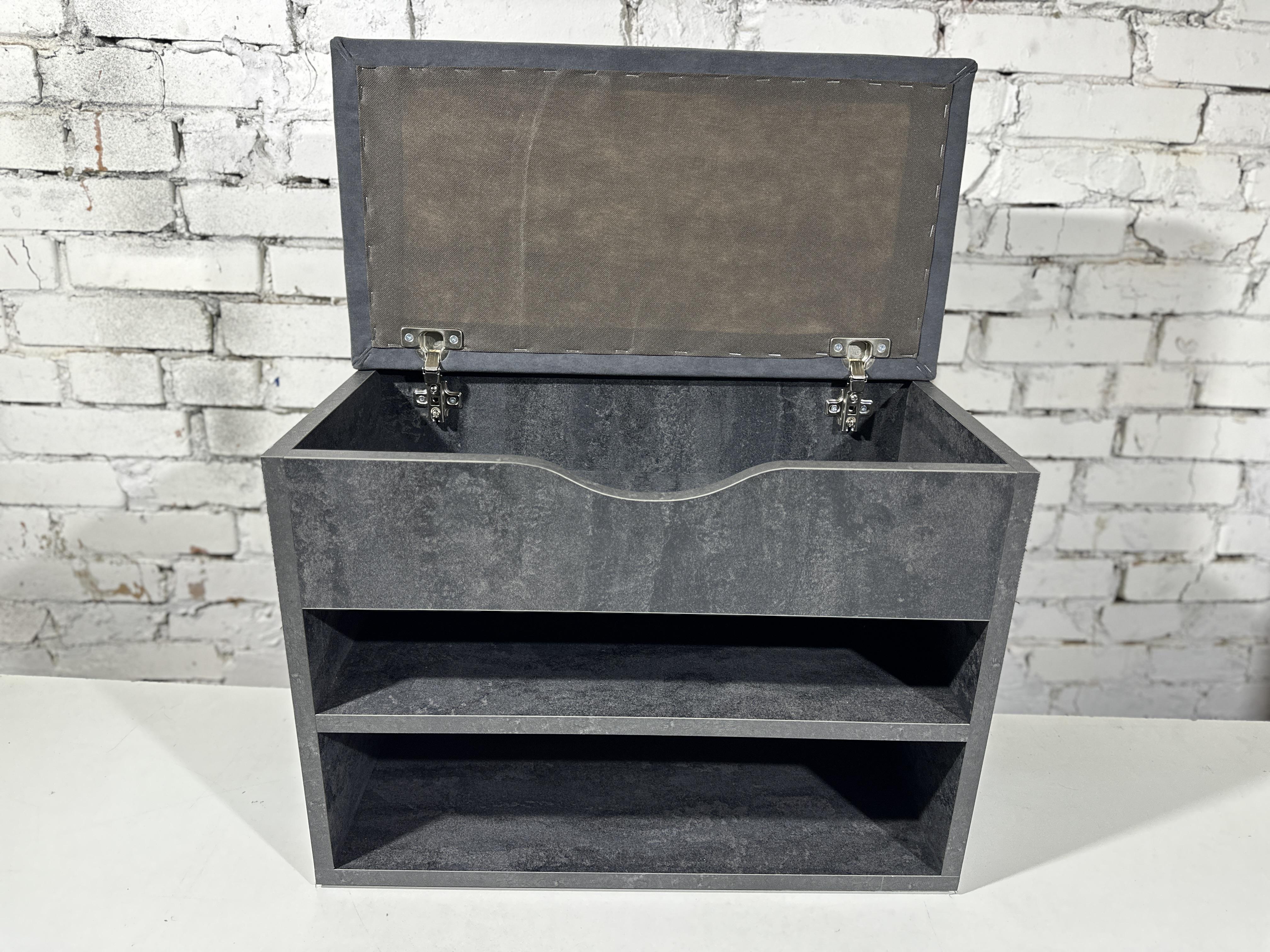 Тумба для обуви ДСП/ткань 30х60х45 см Черный угольный/серый - фото 2