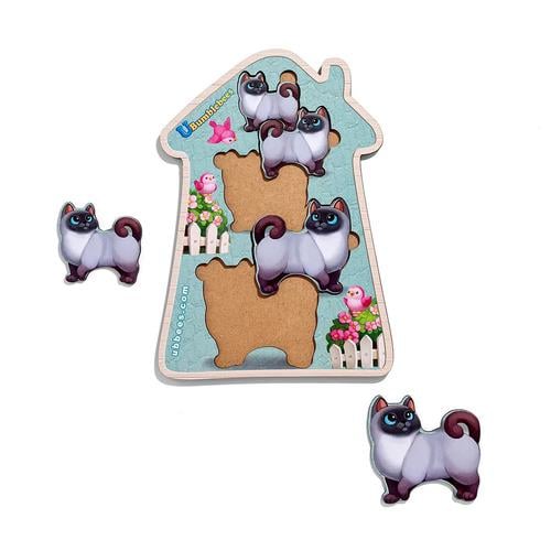 Пазл-сортер деревянный Больше-менее Веселые котики (ПСФ066)