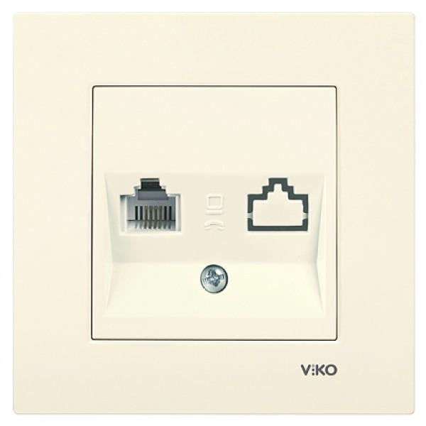 Розетка телефонная Viko Karre RJ11 Кремовый (90960113)