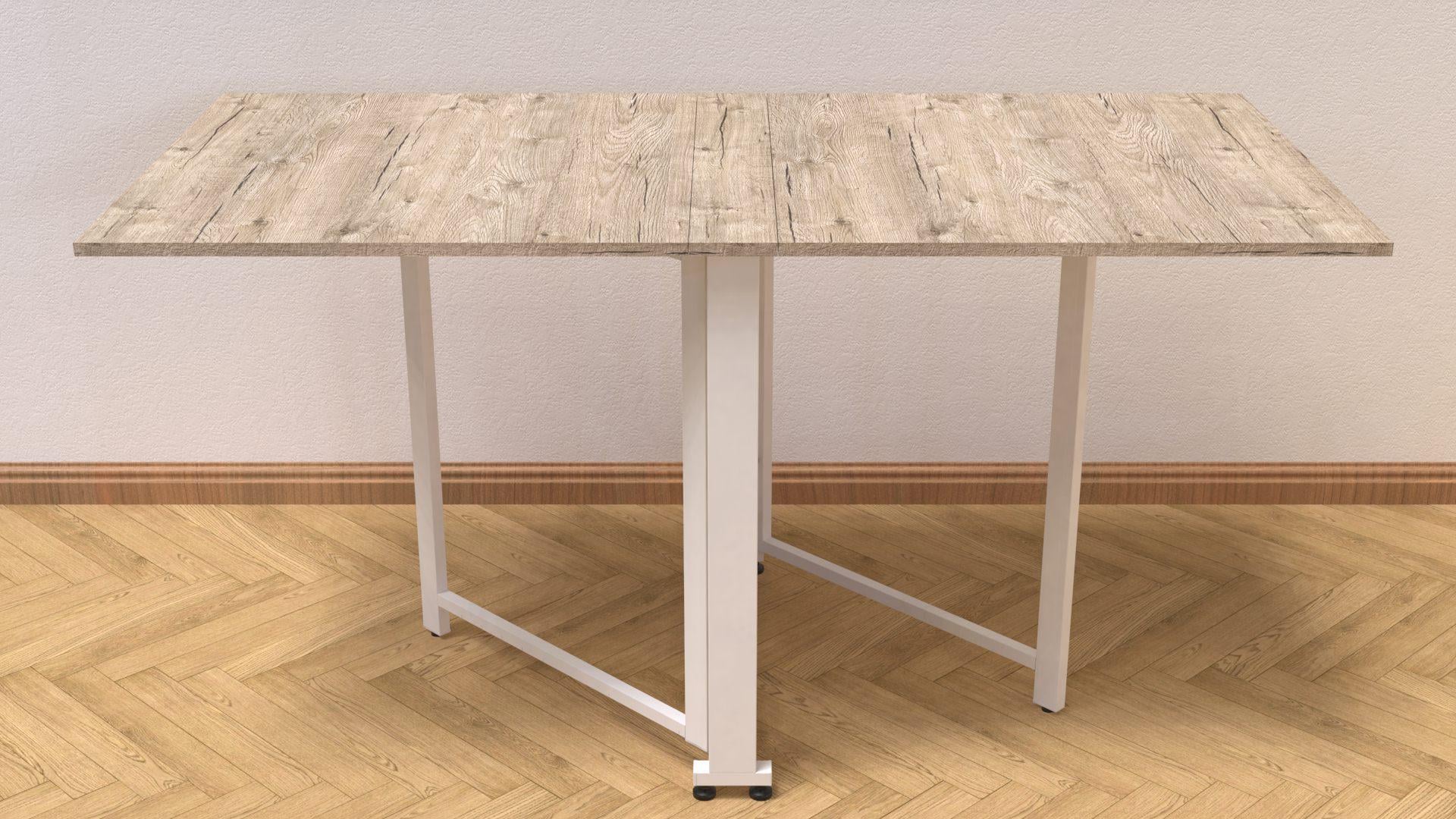 Стол-книжка трансформер Орион 2 Ferrum-decor 750x1520x730 см металл Белый/ДСП Дуб Шервуд (ORI209)