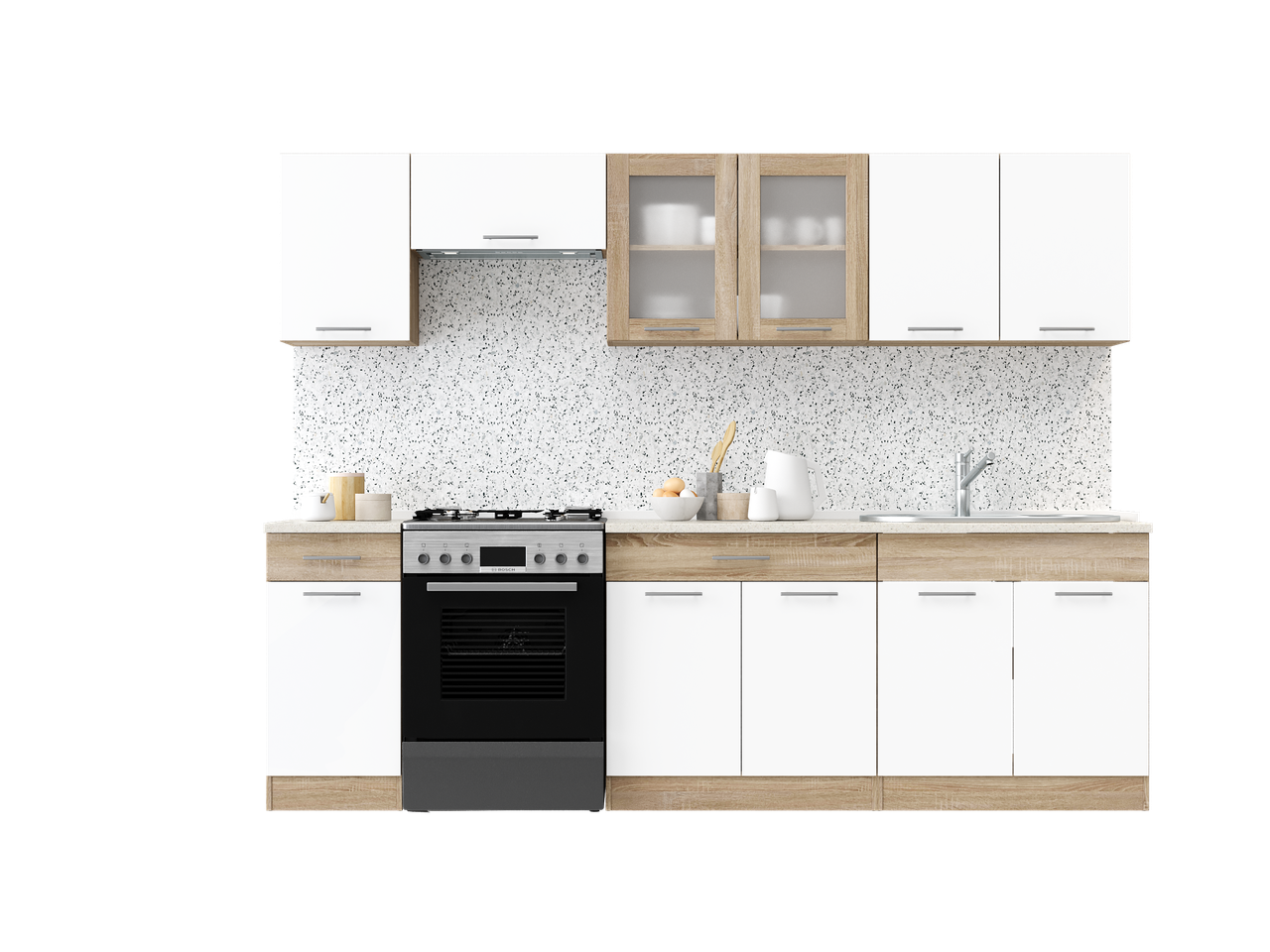 Кухня готовая Эверест №6 Эко Нова без столешницы 2,5 м/2,6 м Сонома/Белый (27006.02) Кухня готовая Эверест №6 Эко Нова без столешницы 2,5 м/2,6 м Сонома/Белый (27006.02)