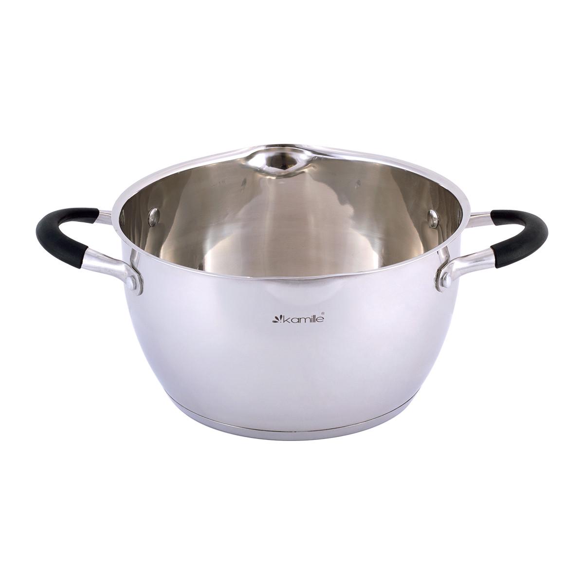 Кастрюля Kamille Vizo из нержавеющей стали с крышкой для слива воды 6 л - фото 5 Кастрюля Kamille Vizo из нержавеющей стали с крышкой для слива воды 6 л - фото 5