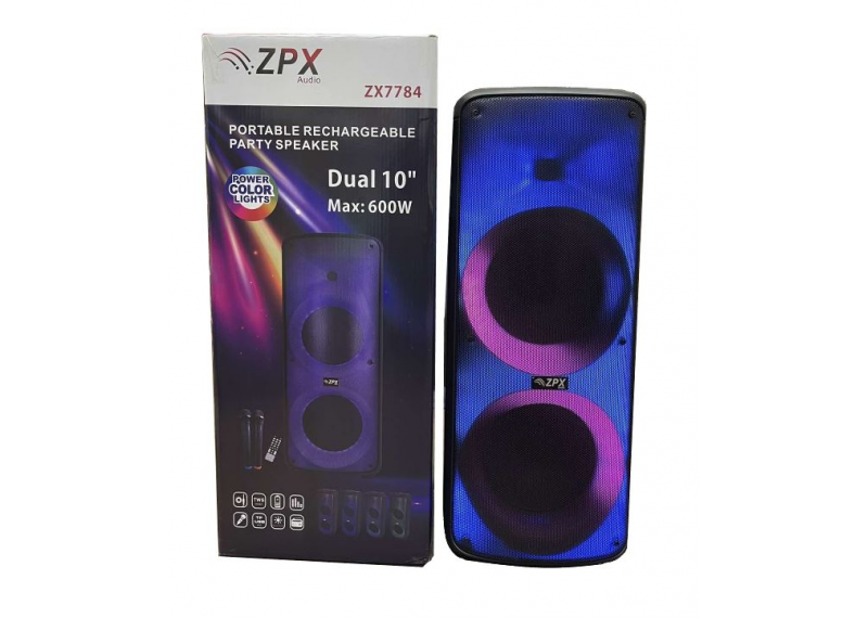 Бездротова колонка ZPX ZX-7784 з радіомікрофоном 600 Вт Чорний (ZPX-003)