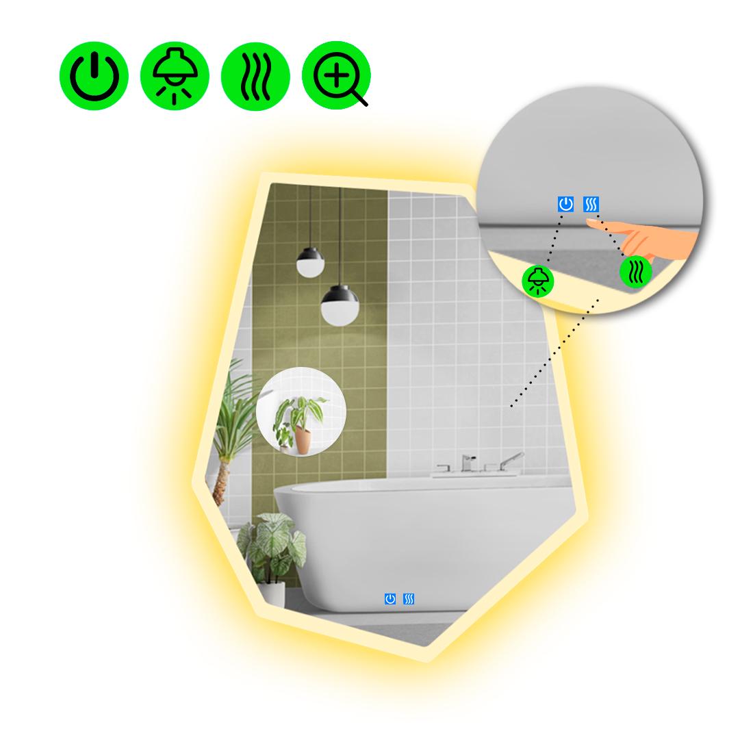 Зеркало с LED подсветкой Montagna 3 с двумя сенсорами 80x60 см (8736793)